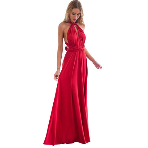Sexy Wrap Convertible Boho Maxi Club Red Long Dress