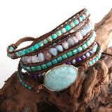 Fashion Handma Bohemian Jewelry Boho Bracelet Mixed Natural Stones Charm 5 Strands Wrap Bracelets Gift