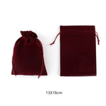 1 Pack Multi Size Wine Red Drawstring Velvet Bags Organza Storage Pouches For Christmas Wedding Gift Bags Jewelry Packaging. Mysterious jewelry gift storage bag, environmentally friendly recycling packaging bag.