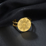 Boho 4 Style Stainless Steel Women Rings Vintage Geometric Open Ring Jewelry