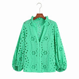 New Fashion Embroidery Long Sleeve Summer Women Blouse