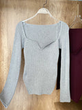 Spring Autumn Square Collar Long Sleeve Woman Sweaters Knitted Pullover