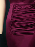Pleated Long Elegant Slit High Collar Slim Fit Sleeveless Maxi Female Robes