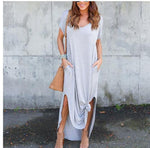 Sexy Adults Women Summer Solid Casual Short Sleeve Maxi Dress