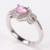 Vintage Rings For Women Heart Pink Stone