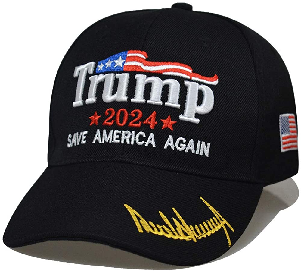 Black Trump Hat 2024 Take America Back Baseball Hat Signature on Bill