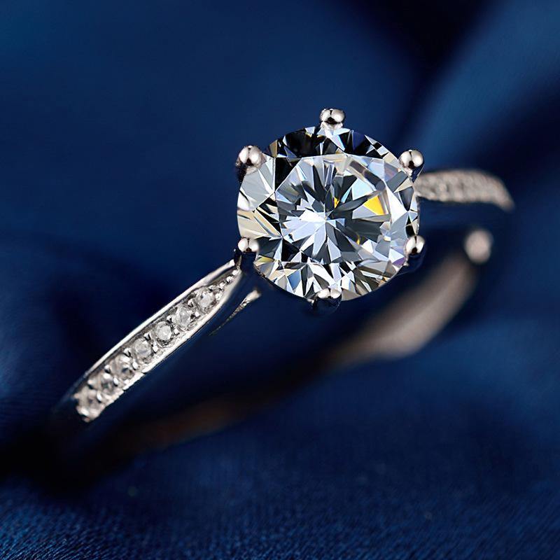 Luziang S925 Silver Inlaid Zircon Angel Heart-Shaped Womens high Simulation Diamond Ring-Romantic Fashion Design 