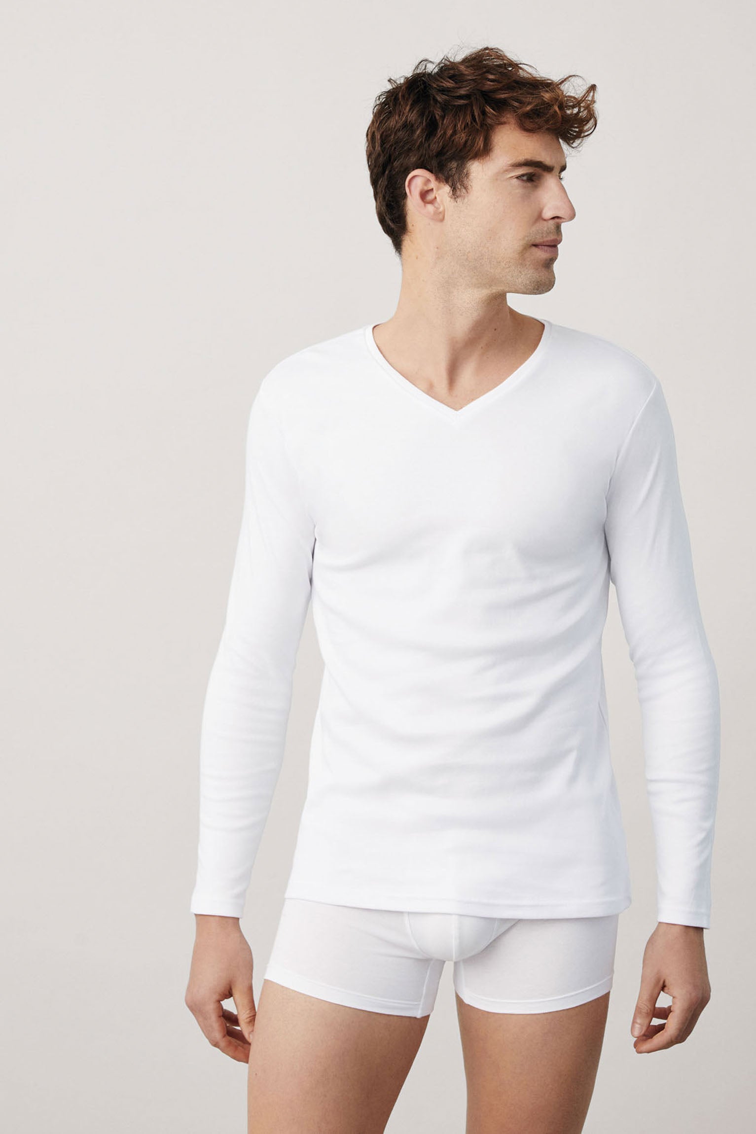 Vacante resultado longitud Camiseta interior afelpada manga larga cuello pico – Ysabel Mora