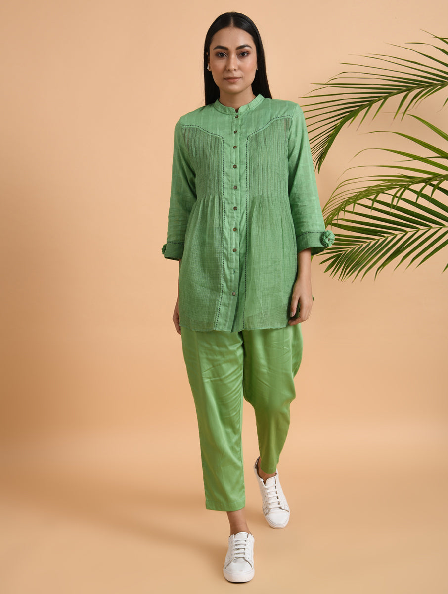 Designer/ Indo Western Shirt In Green Colour – sasyafashion