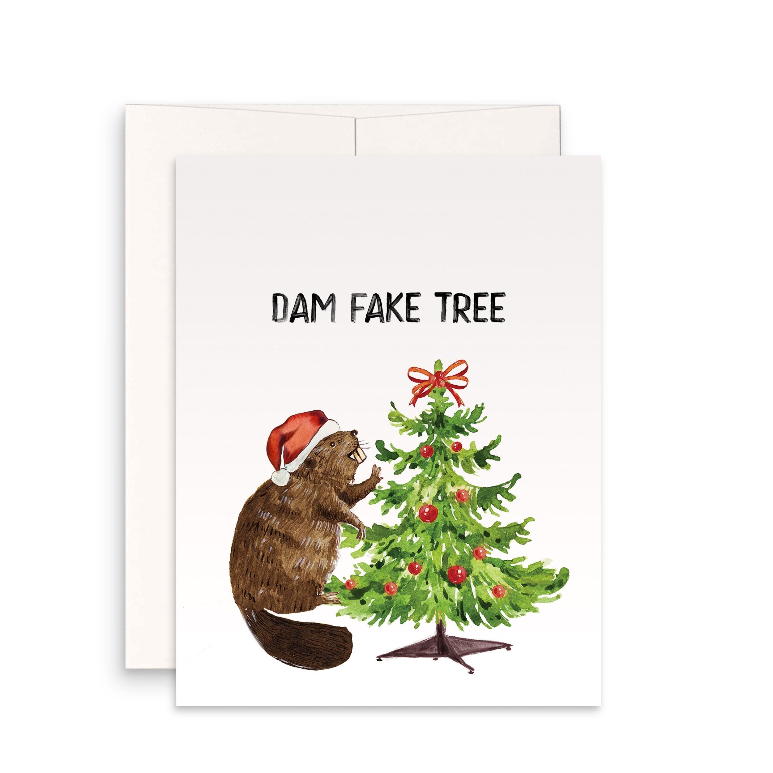 Beaver Funny Christmas Cards For Friends - Dam Fake Christmas Tree Gifts –  Liyana Studio
