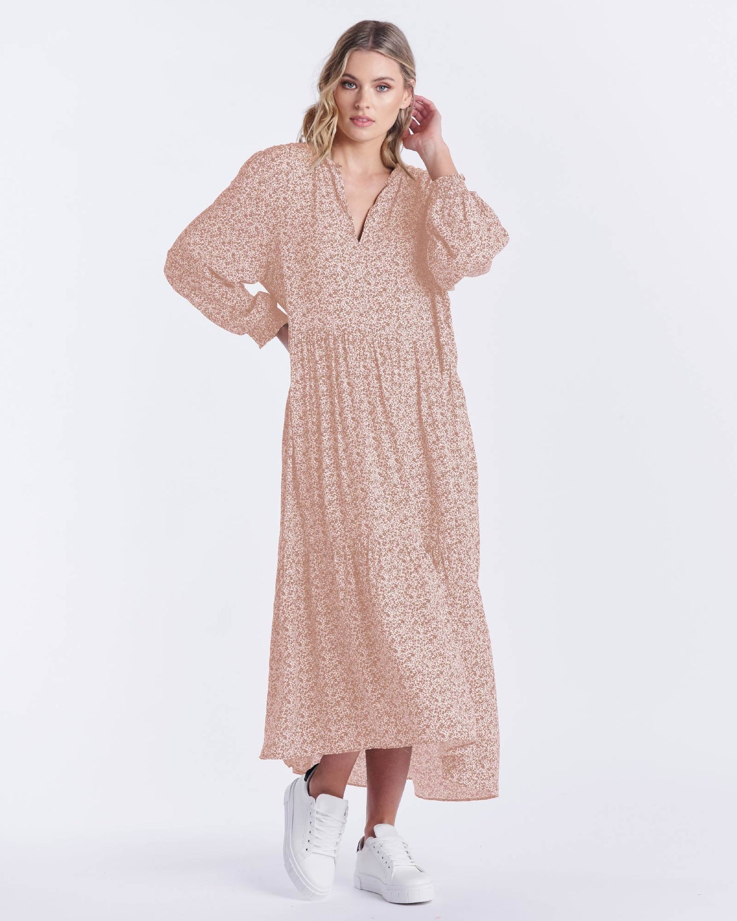Dayla Midi Dress Rosewood Ditsy Sass