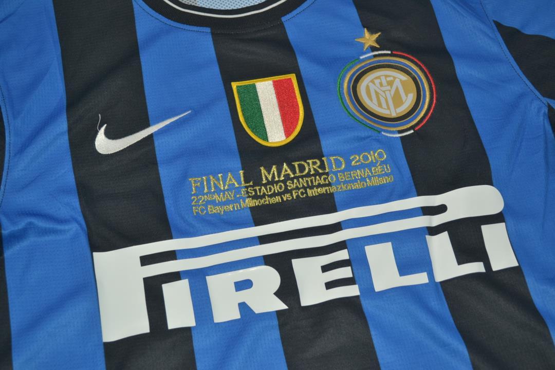 Brook Inter Milan Home Retro Champion League Maglie Match Detail Final Madrid 2010 Full UCL Patch 