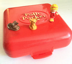 Polly Pocket Coral Red Town House Compact, 100% Complete, 1989 Vintage Toys