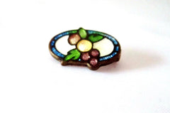 NOW SOLD Cloisonne Enamel Pin, Fruit, Art Deco Brooch 1920s Vintage Jewelry