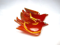 SOLD Bakelite Brooch, Bird Pin, Carnelian, 1930s Art Deco Vintage Jewelry