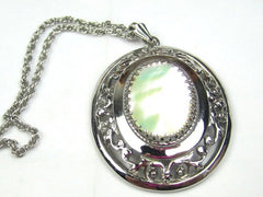 Art Deco Pendant, Mother of Pearl, Whiting & Davis Vintage Jewelry