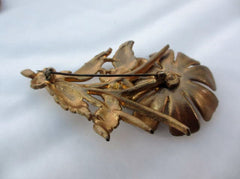 NOW SOLD Pink Czech Glass Large Flower Brooch, Art Nouveau Vintage Jewelry