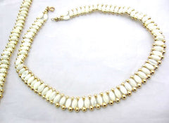 Italian Mother of Pearl Shell Necklace w Bracelet, Vintage Jewelry