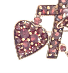 Victorian Faith Hope Charity Pin, Bohemian Garnet Brooch, Art Nouveau Vintage Fine Jewelry