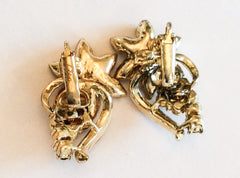 Rhinestone Earrings, Clip Ons, Coro, 1940s Vintage Jewelry