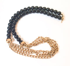 SOLD Monet Necklace Black Bead Multi Strand Chain Necklace 1950s Vintage Jewelry