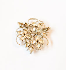 White Lucite Flower Pin Kramer Vintage Jewelry