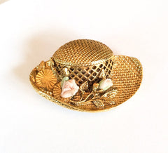 NOW SOLD Victorian Revival Pin, 1928 Jewelry Company, Hat Brooch, Porcelain, Rose
