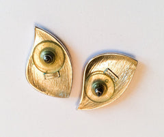 NOW SOLD Modernist Trifari Earrings, Silver Tone, Wings, Pierced