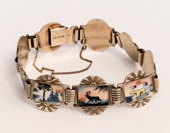 Guilloche Enamel Bracelet Denmark 925S David Andersen Signed Sterling Silver Art Deco