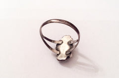 NOW SOLD Mother of Pearl Ring, Native American, Flower, Sterling Silver, Vintage Jewelry