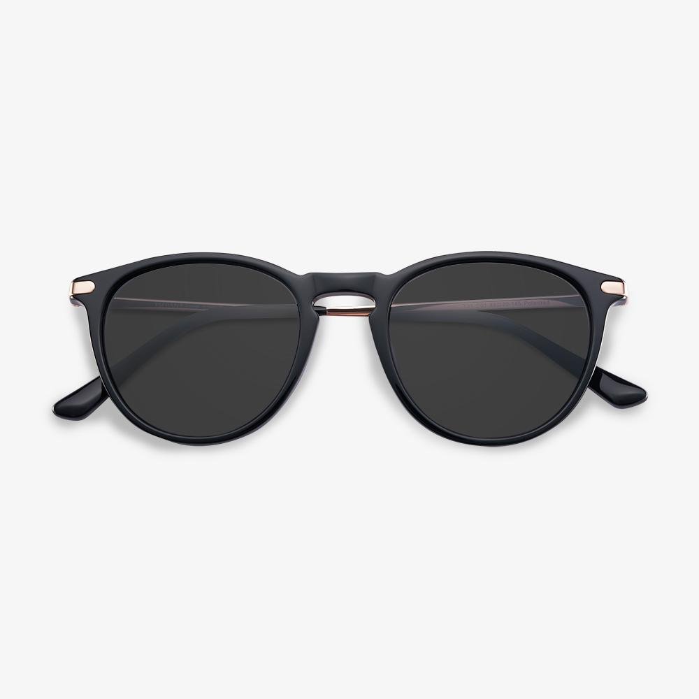 Black Acetate Round Frame Sunglasses - Lisa | KoalaEye