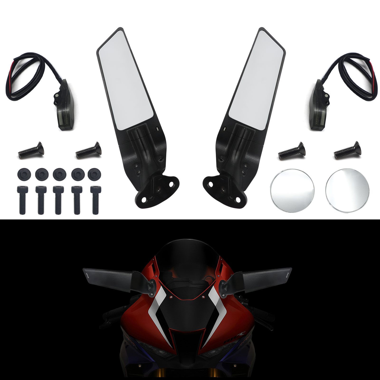 Stealth Mirrors Wind Wing Rear View Mirrors For Honda Cbr600rr Cbr650r