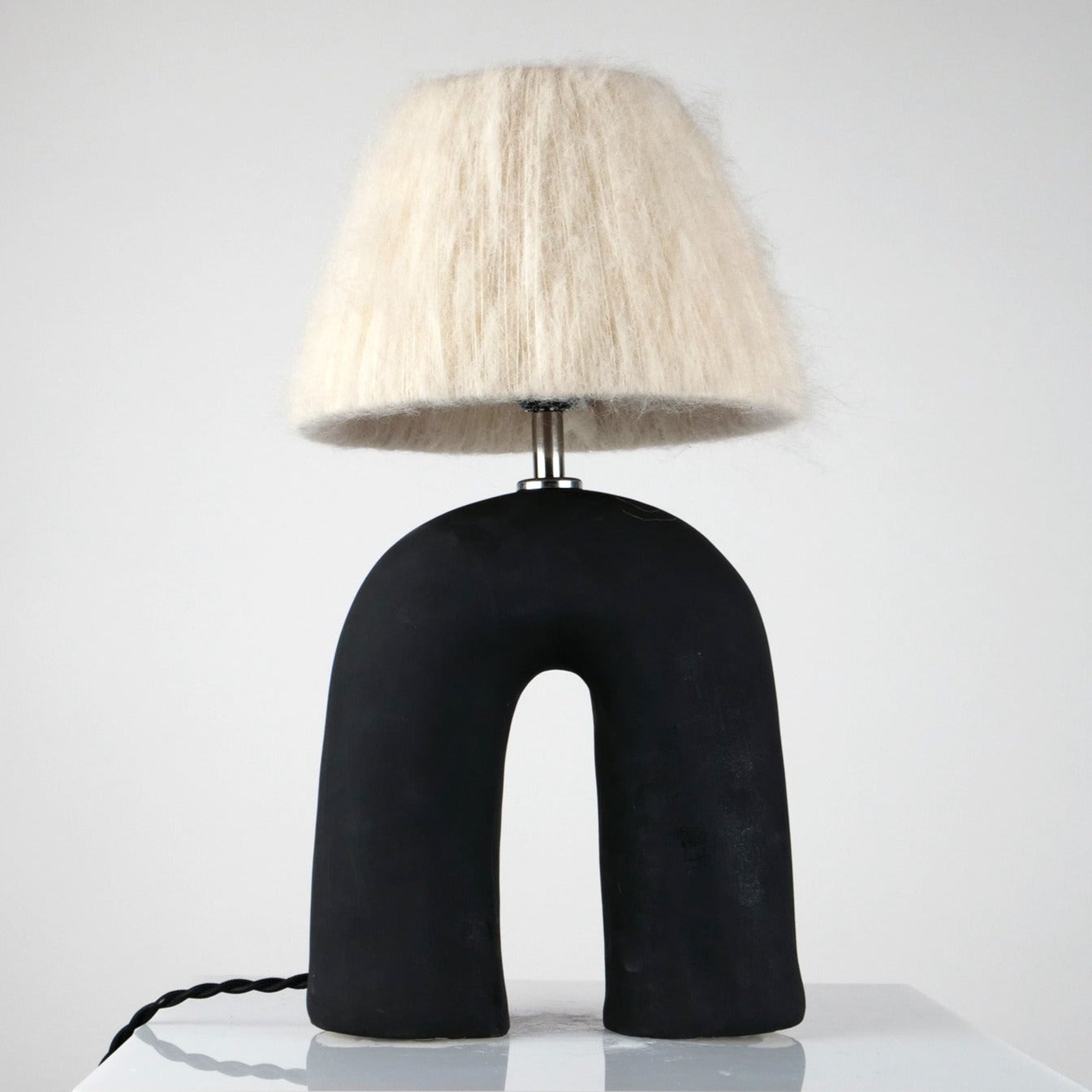 black and cream lamp