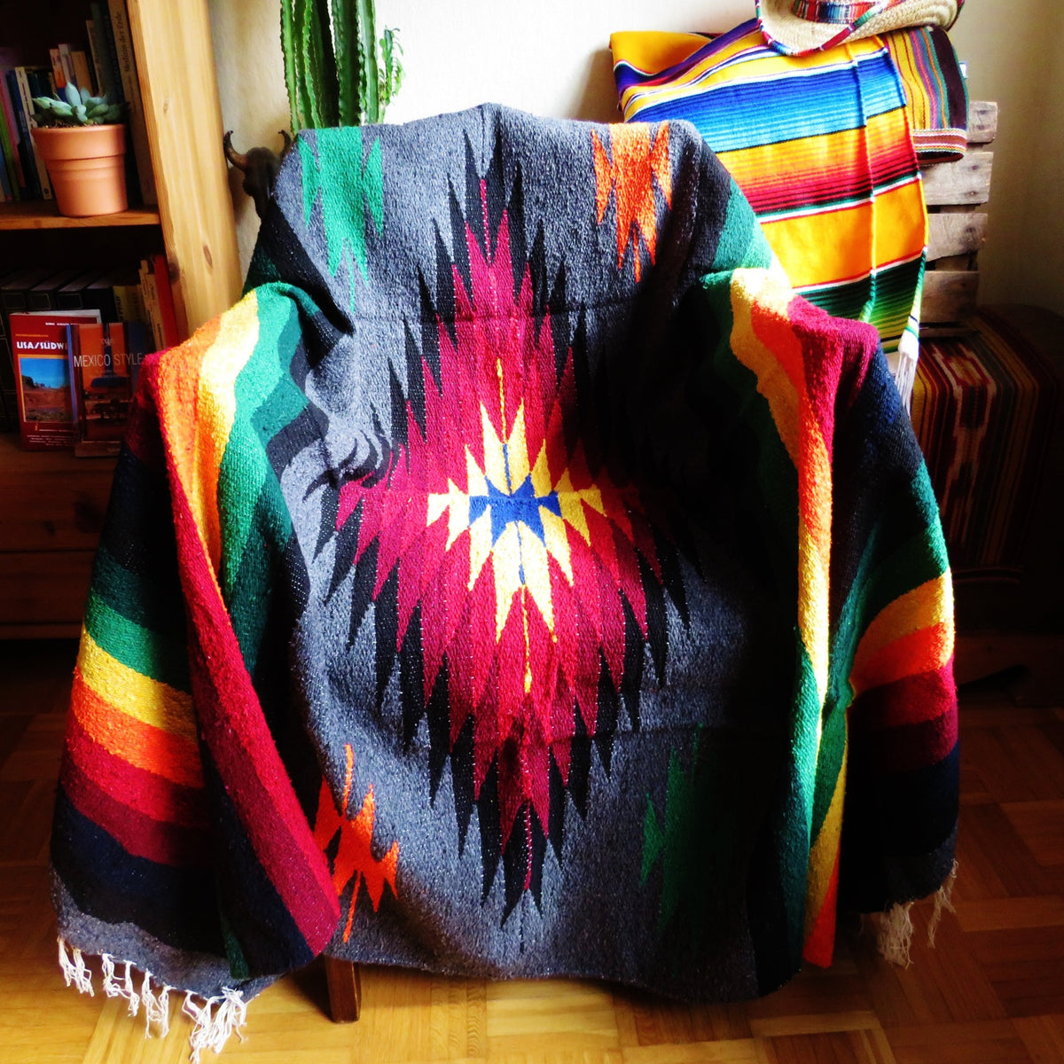 NEU 60" x 30" Navajo-Decke Baumwolle  mit Lederbesätzen Viele Design  Warmblut