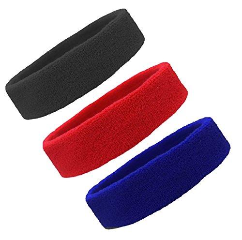 Running and Working Outside Tennis Basketball iKsee Sweatbands Headbands for Men/Women,Moisture Wicking Elastic Cotton Terry Cloth Headbands for Gym,Workout 