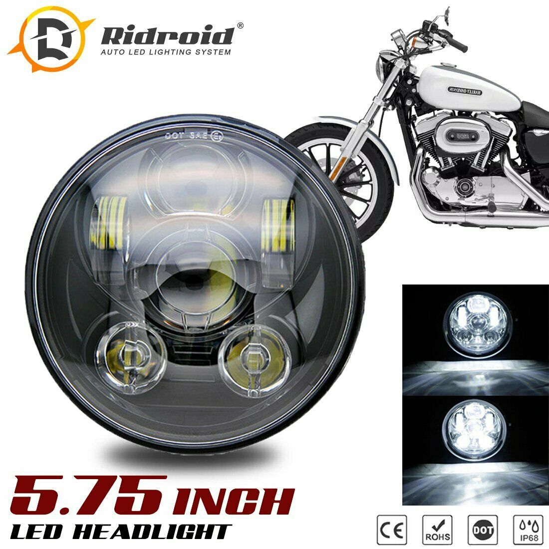 5.75" 5-3/4" LED Headlight BLK For Harley Davidson Breakout cross bone Blackline 