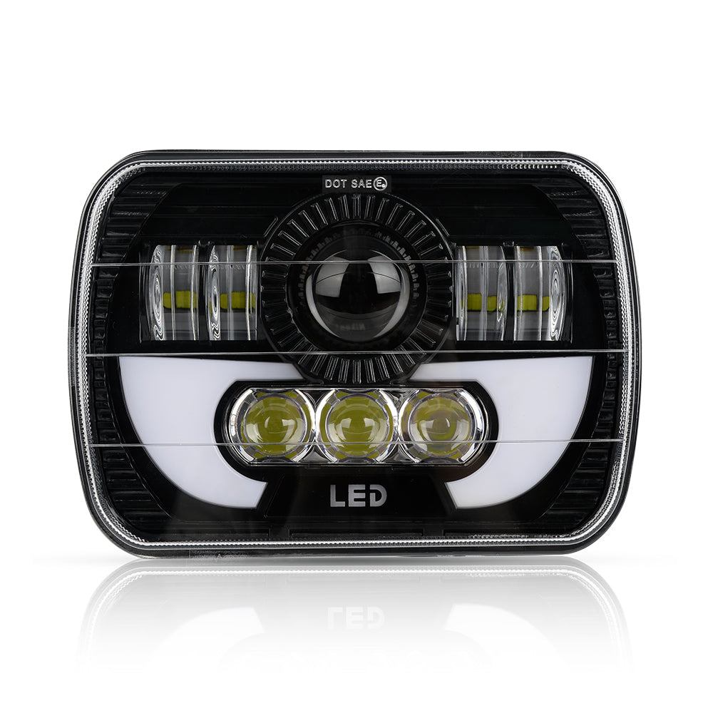 7x6 5X7 120W LED Headlight Halo DRL – RIDROID