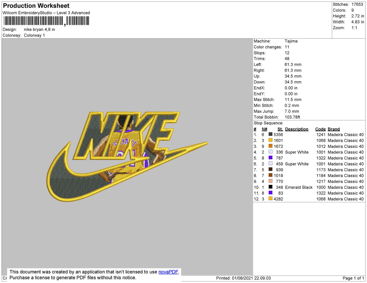 Nike Bryan Embroidery File size Embropedia