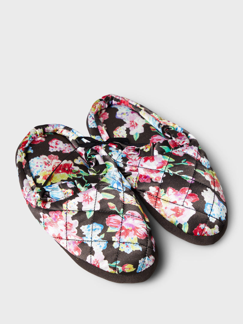 Ganni Quilted Satin Accessories Slippers i Mole – stoy