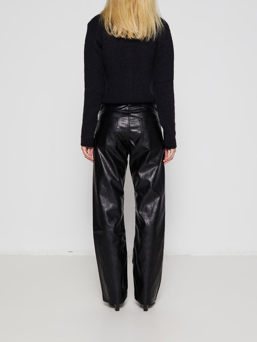 Linear Moto Cut Pants in Cageian Black Fake Leather