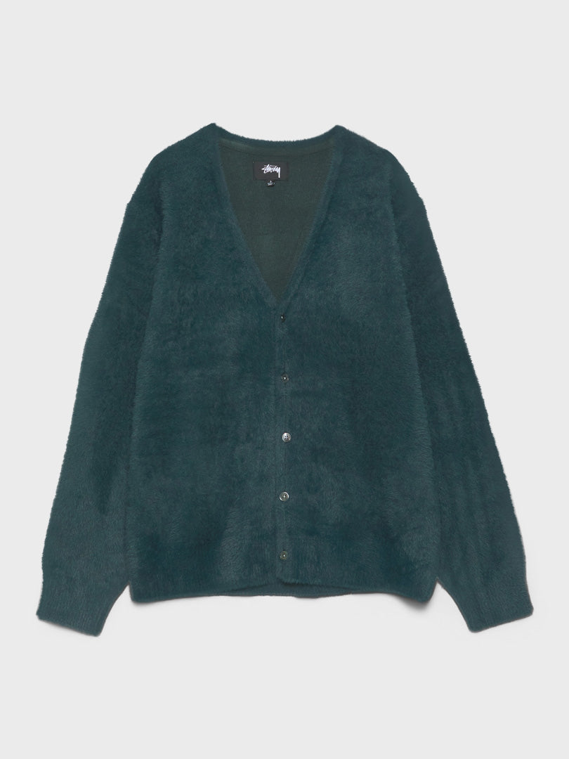 stussy 22aw shaggy cardigan dark green