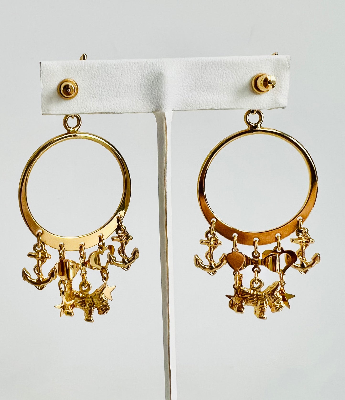 Gold Charm Scottie Dog Nautical Pierced Earrings
