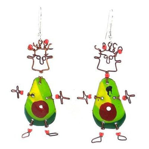 Dancing Girl Avocado Earrings Handmade and Fair Trade