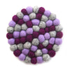 Hand Crafted Felt Ball Coasters from Nepal: 4-pack, Chakra Purples - Nepal