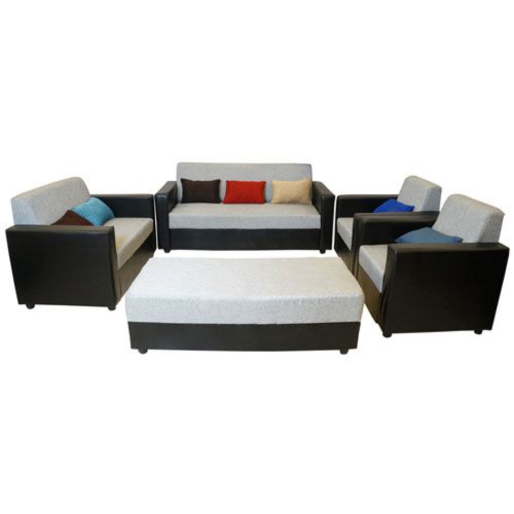 Brazil 3+2+1+Diwan Sofa Set with Diwan,Grey Calico Upholstery in Multi