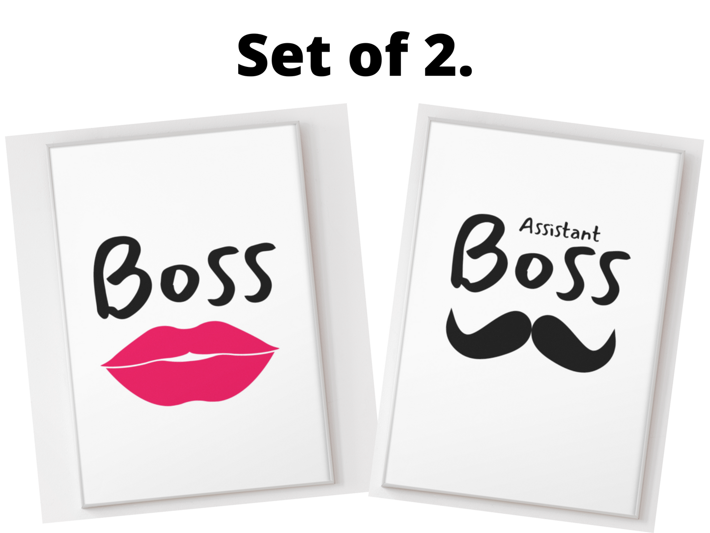 main set of 2 assistant boss husband wife girlfriend boyfriend digital download downloadable printable wall art poster engagement wedding party print gift for him her seed idea design affiliate affiliates program re6dd3