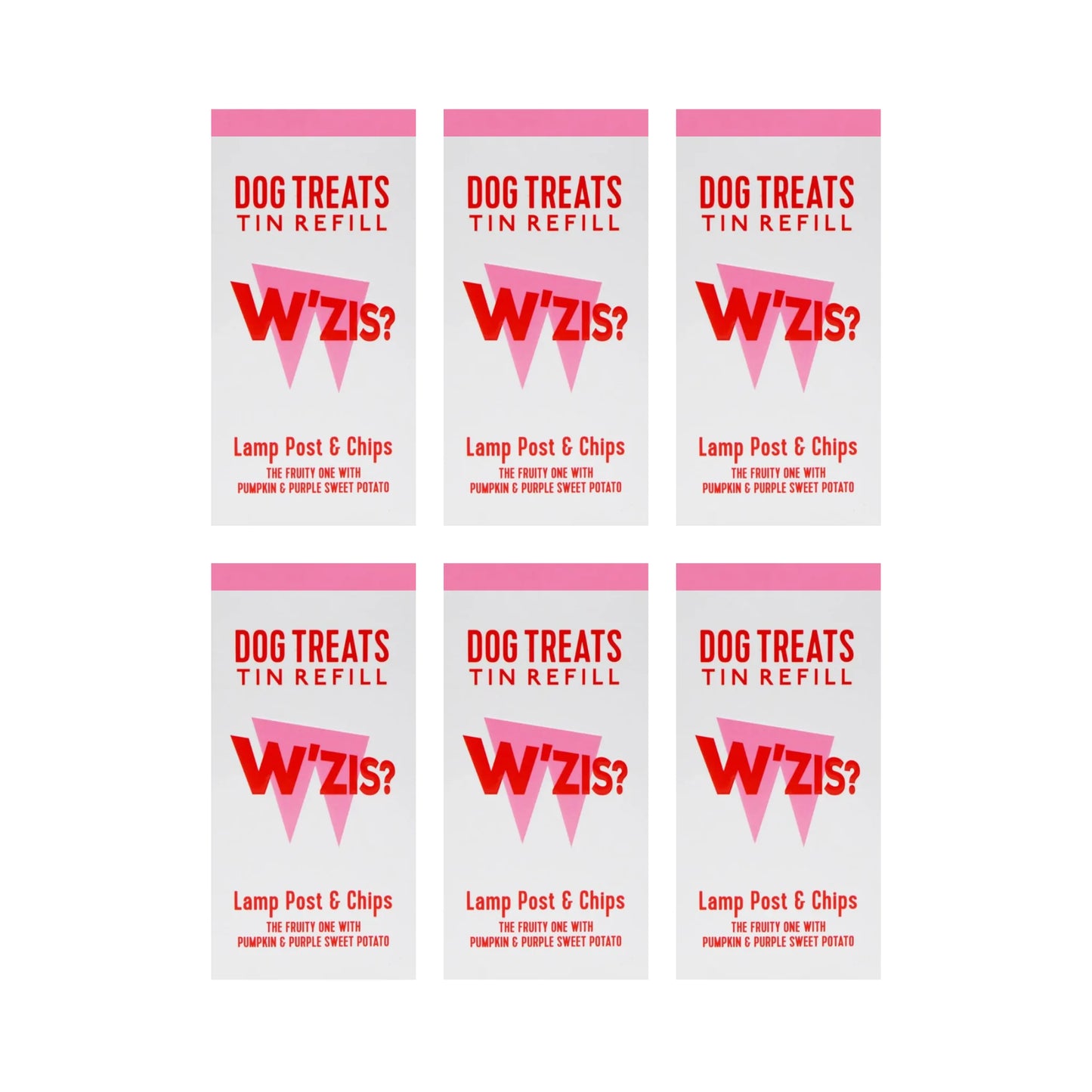 Wzis Dog Treats, Lamp Post & Chips (Pink), Purple Sweet Potato, Pea & Pumpkin Flavour, Available In Quantities 100, 300 & 600