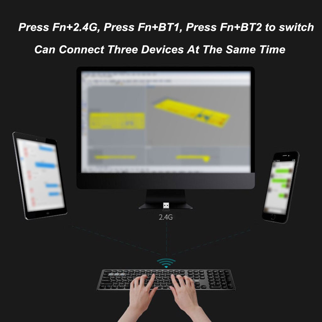 Wireless 2.4G/Bluetooth 4.0 Gaming Keyboard Can