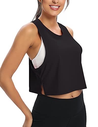 MTIONUG Womens Workout Crop Tops Gym Loose Sleeveless Sport Muscle Open  Side Tank Tops for Women Yoga Athletic Shirts Black M – The Home Fitness  Corp