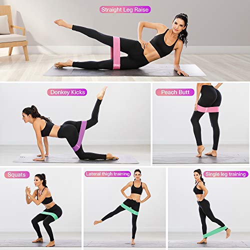3 Levels Exercise Band Anti-Slip & Roll Elastic Workout Booty Bands for Women Squat Glute Hip Training ihuan Resistance Bands for Legs and Butt 